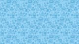 Dark blue icons of video game controllers on a light blue background